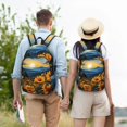thumbnail image 6 of Daiia Elegant Sunset Sunflower Vintage Canvas Backpack for Men and Women ,Hiking Backpack,Travel Laptop Bag for School,Large Capacity Backpack-, 6 of 8