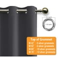 thumbnail image 6 of Hiasan Short Blackout Curtains for Bedroom - Thermal Insulated & Light Blocking Window Curtains for Living Room, 2 Drape Panels Sewn with Tiebacks, Dark Grey, 42 x 45 Inch, 6 of 11