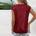 thumbnail image 5 of JGNGSHN Women's Crew Neck Glitter Sequin Tops Casual Cap Sleeve Club Party Tee Shirts Party Top for Women Wine S, 5 of 7