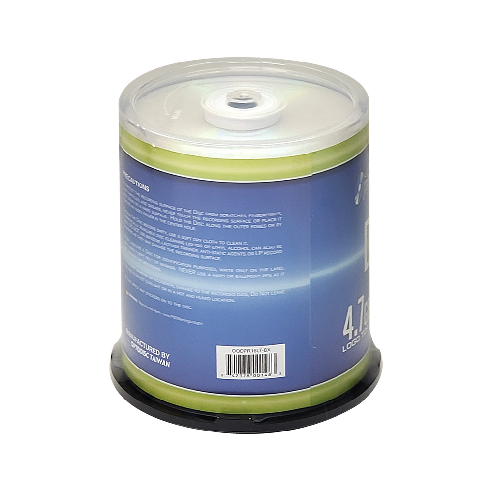 Optical Quantum CD-R 700MB 52X Branded Logo top Recordable Media - 100pk Disc Spindle OQCD52BLT-BX