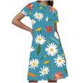 thumbnail image 2 of Toddler Kids Print Short Sleeve Stretchy Dress A Line Dress Vestido de verano para niñas, 2 of 5