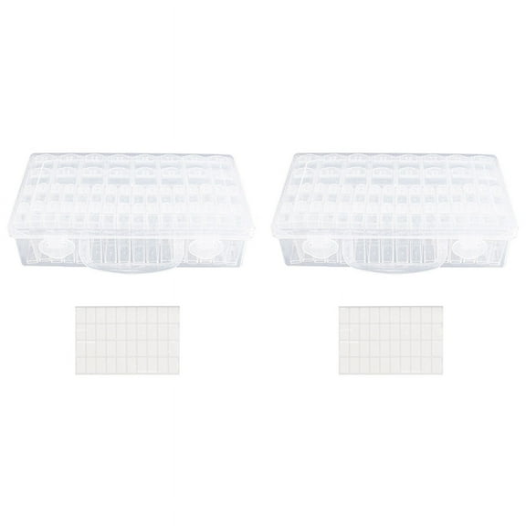 2X 48 Compartment Storage Box Clear Seed Bead Organizer Small Removable Container with Lid
