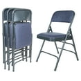 thumbnail image 2 of Hampden Furnishings Bernadine Collection Fabric Triple Brace Folding Chair, Blue, Pack of 4, 2 of 4