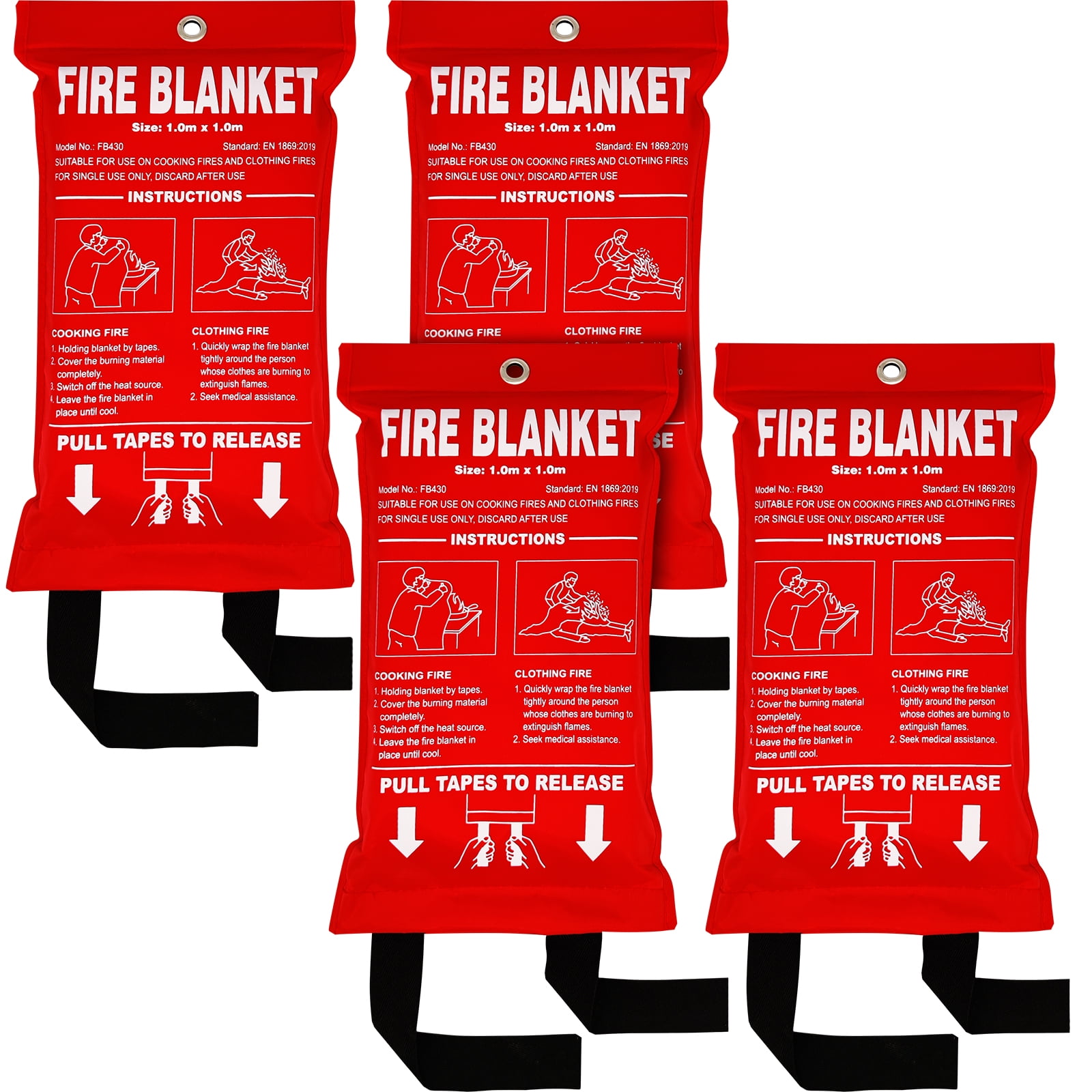Grill Fireplace Flame-Retardant Protection and Heat Insulation Designed for Kitchen 40x40 Car Camping 5 Pack Fire Fighting Suppression Blanket Fiberglass 