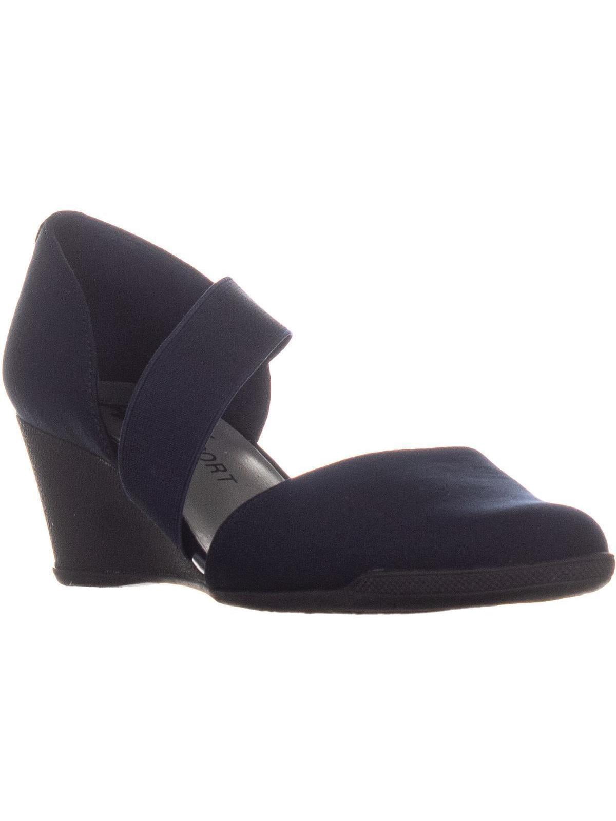 anne klein navy wedge shoes
