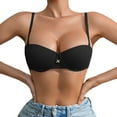 thumbnail image 4 of Balconette Bra, Audhol Women's Smooth Cotton T Shirt Bra Comfortable Fit Gathered Ring Bra B Cups C Cups Demi Bras for Women Black 80B, 4 of 4