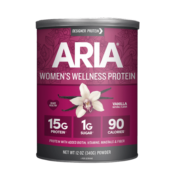 Aria Designer Protein Powder, Vanilla, 15g Protein, 12oz