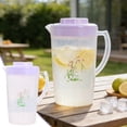 thumbnail image 4 of Rirozkan Plastic Pitcher, Plastic Pitcher with Lid, 1 Gallon Large Juice Pitcher, Orchid Pattern Clear Acrylic Water Jug for Iced Tea Lemonade, 4 of 6