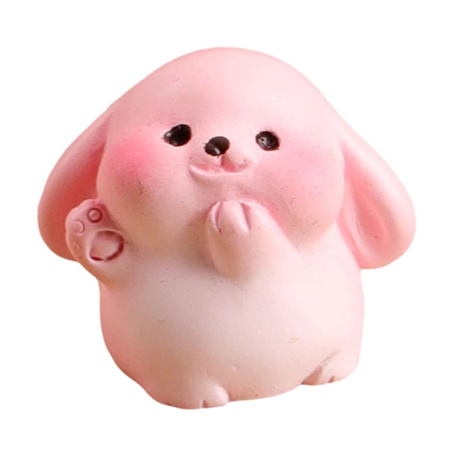Rongfmy Statue en Résine Lapin Sculpture Animale Figurine Miniature Étagère de Collection Rose