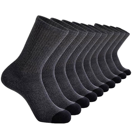 Kilaqueen 5 Pack Men's Solid Color Socks Cotton Moisture Wicking Breathable for Work Training Sports Mid-Calf Socks Casual Sport Running Work Boot Socks