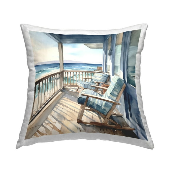 Stupell Industries Ocean View Deck Decorative Printed Throw Pillow, 18 x 18