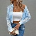 thumbnail image 4 of Gynyvoja Women Lace Cropped Bombers Jacket Long Sleeve Zip Up Sheer Lightweights Cardigan XXL, 4 of 7