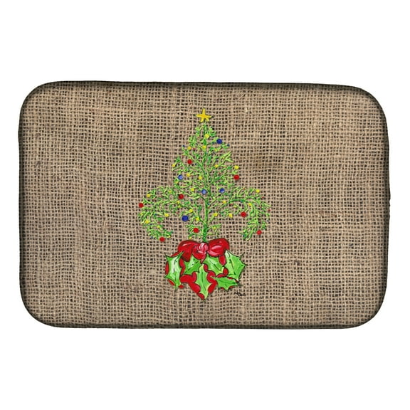 Christmas Tree Fleur de lis Dish Drying Mat