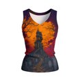 thumbnail image 6 of ZGRBOU V Neck Ribbed Knit Tank Tops for Women Funny Witch Scene Print Shirts Gothic Holiday Sleeveless Tee, 6 of 6