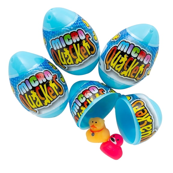 Fun Express 1 3/4" Micro Quackers Duck-Filled Bright Plastic Easter Eggs - 24 Pieces