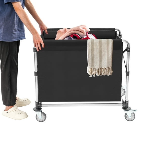 Commercial Laundry Cart, Laundry Cart with Wheels, Folding Laundry Cart 87*52*78cm/ 34.25*20.47*30.7in Apartments, Homes, Hospitals, Laundries.