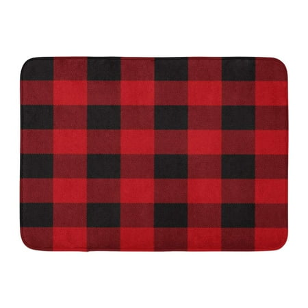 Buffalo Check Rug KDAGR Red Buffalo Lumberjack Plaid Pattern Check Black Flannel Wool Abstract Doormat Floor Rug Bath Mat 23.6x15.7 inch ()