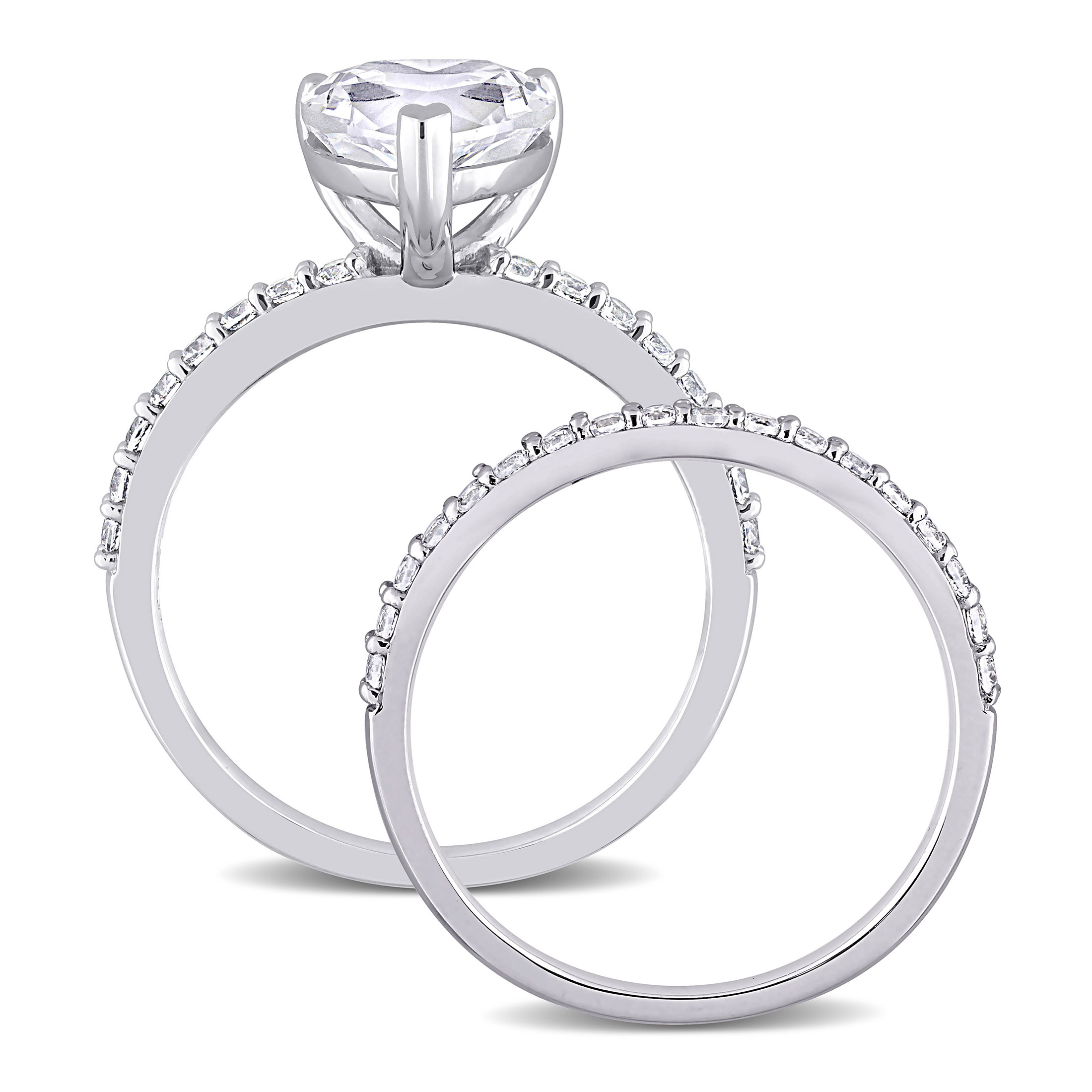 Everly Women's Created Sapphire 10k White Gold Bridal Set