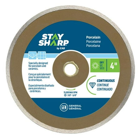 

Stay Sharp 2120322 4 in. Continuous Rim Porcelain Tile Bronze Diamond Blade - Recyclable
