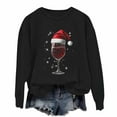 thumbnail image 3 of YOIAVAIOY Chandail de Noël pour Femmes Surdimensionné avec Verre de Vin Graphique en Molleton Manches Longues Col Rond chandail Mode Tendance, 3 of 4