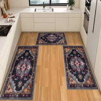 IsecretJoy Non Slip Kitchen Rugs Sets of 3, Washable Kitchen Mats for Floor Waterproof & Stain Resistant Runner Rug for Kitchen, Laundry Room, Hallway