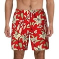 thumbnail image 2 of Picia Lilies Flowers pattern Mens Swim Trunks with Compression Liner Stretch Beach Shorts Quick Dry with Zipper Pockets No-Chafing Board Shorts-XX-Large, 2 of 9