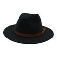 thumbnail image 3 of Fedora Hat Soft with Belt Buckle Thickened Vintage Decoration Warm Felt Hat Black, 3 of 8