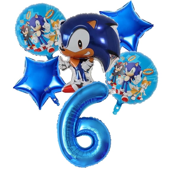 6 PCS Hedgehog Balloons Birthday Party Balloon Bouquet 6th Birthday for Kids Foil