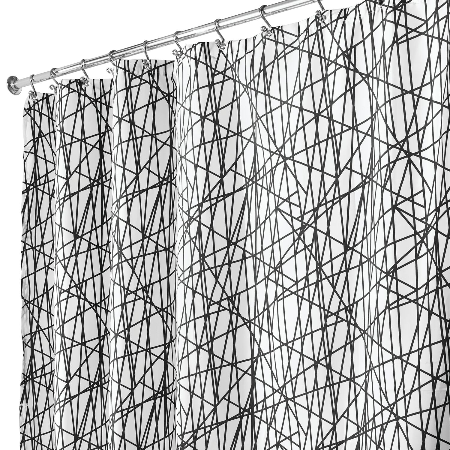 iDesign Abstract Fabric Shower Curtain, Long 72" x 84", Black/White