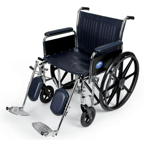 Silla de ruedas Medline Excel extra ancha con asiento de 61 cm, brazos completos, reposapiernas elevables y estructura cromada: ayuda de movilidad bariátrica premium para mayor comodidad y durabilidad