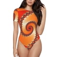 thumbnail image 2 of Goofa Orange Rotating Printed Women Rash Guard Short Sleeve,Tummy control Swimsuit Surfing Swimsuit Bathing Suit One Piece Swimsuit UPF 50-Small, 2 of 9