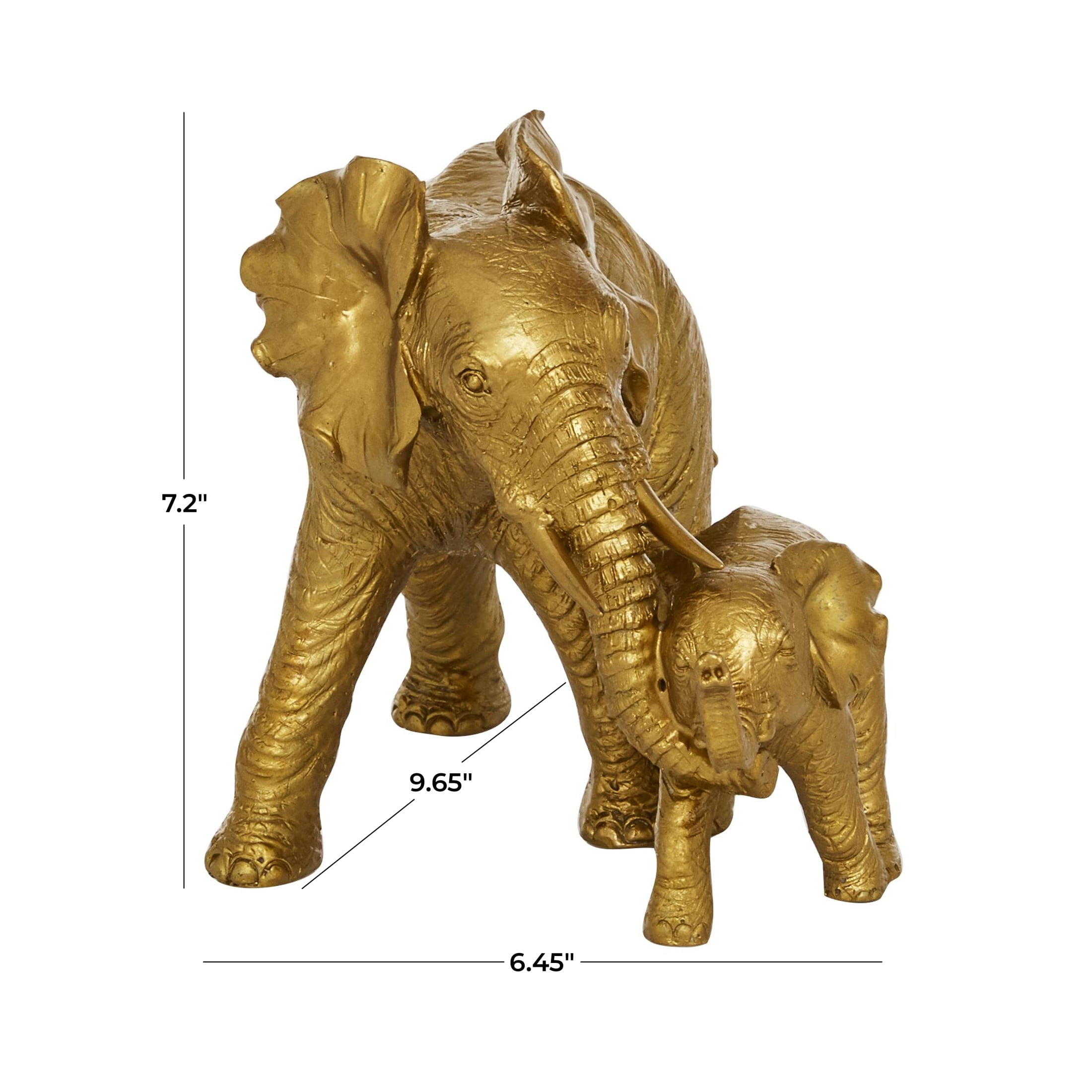 6" x 7" Gold Polyresin Elephant Sculpture, by DecMode