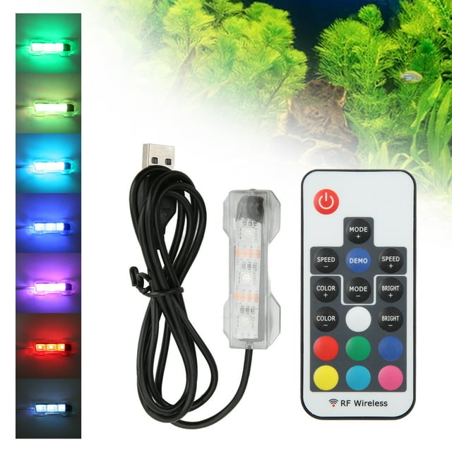 Fish Light, LED Aquarium Freshwater Marine Plant Fish Light Decorations, Micro Landscape Fish Remote Control Light, Aquarium Lights Pet Light Supplies