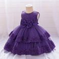 thumbnail image 4 of HaiMao Baby Girls Dress Toddler Party Dress Cute Church Baptism Birthday Party formal Dress Purple 6 Months, 4 of 9