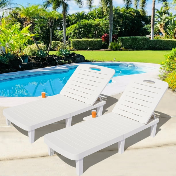 Outdoor Lounge Chairs Set of 2, Seizeen Patio Chaise Lounges w
