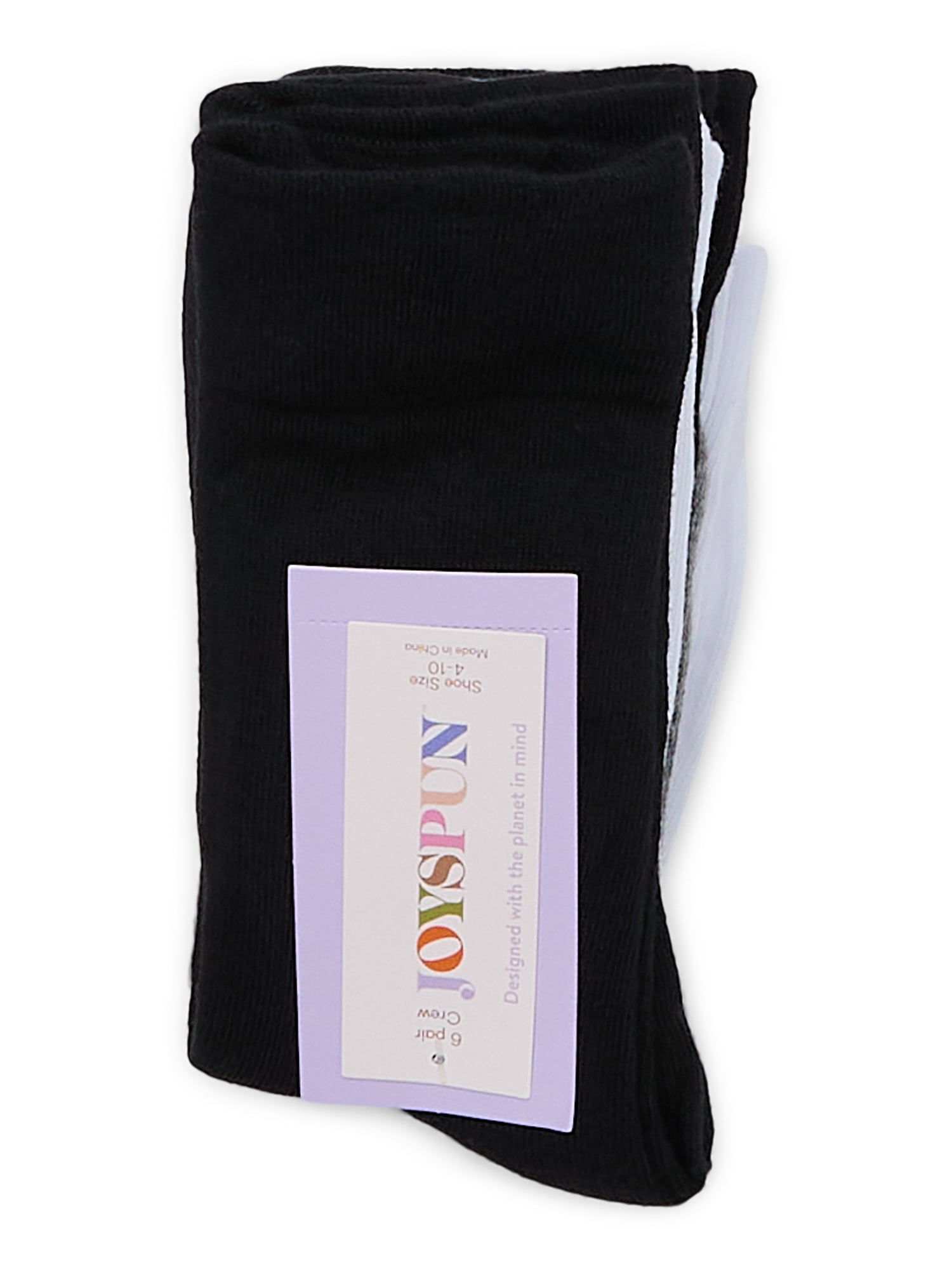 Joyspun Women's Essentials Crew Dress Socks, 6-Pack, Fits Shoe Sizes 4-10