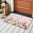 thumbnail image 4 of Pink Easter Entryway Rug 2'x3'&nbsp; Non Slip Front Door Mats, Spring Watercolor Tulip Flower Plant Plaid Entrance Rugs Indoor Outdoor Carpet, Washable Floor Mats Small Area Rug for Bedroom Kitchen, 4 of 8