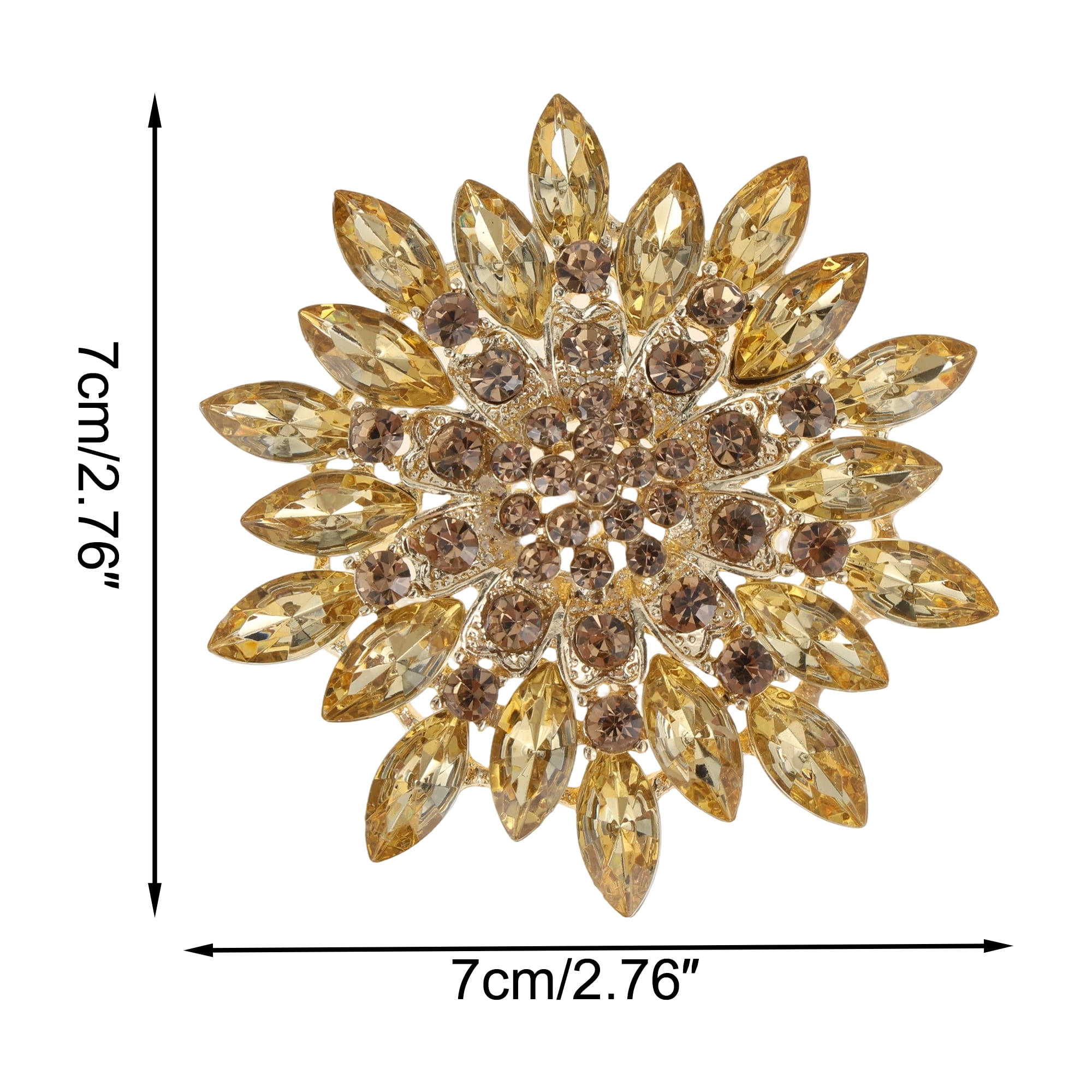 Unique Bargains Faux Crystal Ice Flower Rhinestone Brooch for Fashion Accessories Coffee