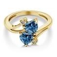 thumbnail image 3 of Gem Stone King 18K Yellow Gold Plated Silver Persian Blue Moissanite and White Diamond Ring for Women (1.63 Cttw, Heart Shape 6MM, Gemstone Birthstone, Size 9), 3 of 6