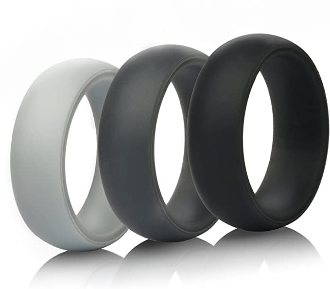 7 Rings / 4 Rings / 1 Ring Classic & Middle Line 2mm Thick 8.7mm Wide ThunderFit Mens Silicone Rings Wedding Bands 
