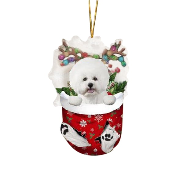 Adornos navideños, adornos navideños, regalos navideños, adornos divertidos para el árbol de Navidad, adecuados para perros - Regalos para amantes de los perros - Adornos navideños - Medias encantador