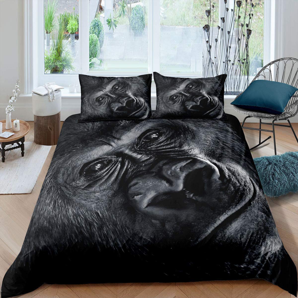 Black Orangutan Funny Animal Pattern Bedding Primitive Monkey Duvet
