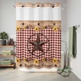 thumbnail image 6 of No Hook Shower Curtain with Built-in Rings - Farmhouse Barn Star Sunflower Washable Waterproof Fabric Bathroom Curtains for Hotel,Rentals, 72X 96 Inch Extra Long , Red Buffalo Plaid, 6 of 9