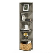 Furinno Pasir 5-Tier Corner Open Shelf Bookcase, French Oak