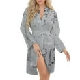 thumbnail image 5 of Eiffel Tower Paris Night Robe Long Sleeve V Neck Robe With Belt Women's Sleepwear Dresses, 5 of 9