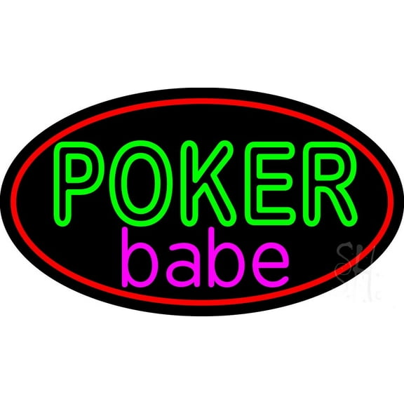 Poker Babe LED Neon Sign 20 x 37 - inches, Black Square Cut Acrylic Backing, with Dimmer - Bright and Premium built indoor LED Neon Sign for wall décor, arcarde, and storefront.