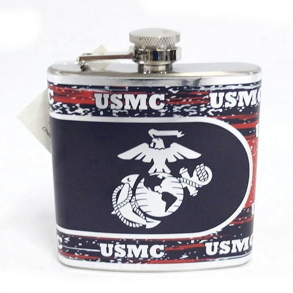 Officially Licensed U.S. Marines Stainless Steel Hip Flask, 6 oz