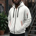 thumbnail image 2 of Delconic Mens Zip Up Hoodie Jacket Long Sleeve Drawstring Hood Sweatshirt with Multiple Zipper Pockets Casual Active Outerwear Light Gray 2XL, 2 of 9