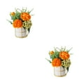 thumbnail image 3 of relayinert Simulation Flower Set Low Maintenance Easy To Clean Fake Peony Silk Hydrangea Flower Silk Artificial Flowers With Vase Pinellia orange 2Set, 3 of 6