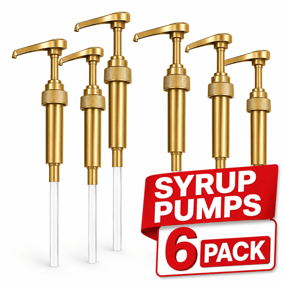 Himonut Coffee Syrup Pump Set, 6 Pack Syrup Pumps for 25.4 oz / 750 mL Bottles, Gold Coffee Bar Accessories